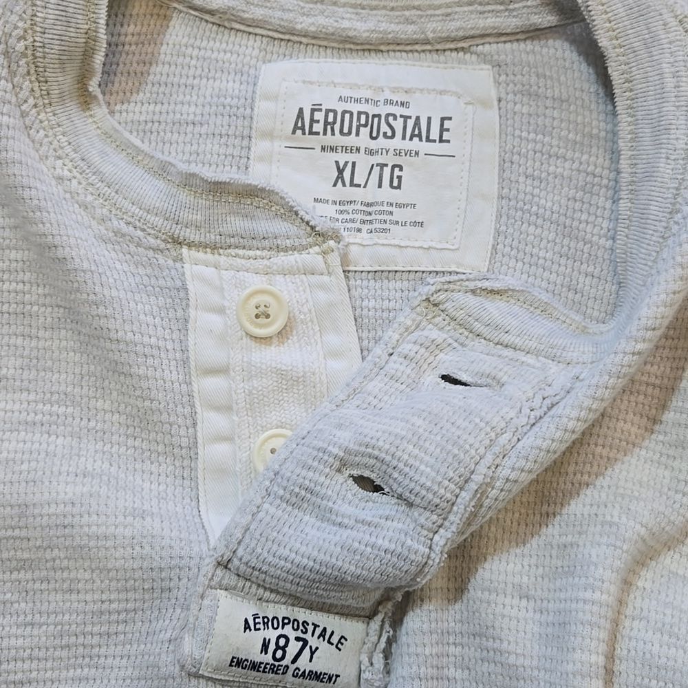 Aeropostale‎ Men's Y2K Thermal Henley Shirt XL Waffle Knit Thick Muscle 2000's - Picture 4 of 15